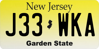 NJ license plate J33WKA