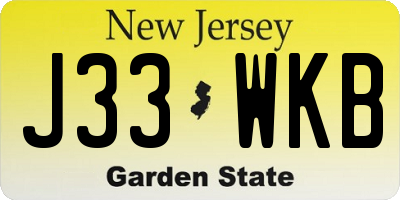 NJ license plate J33WKB