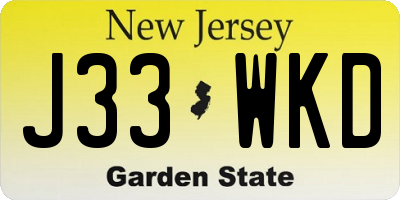 NJ license plate J33WKD