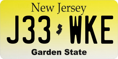 NJ license plate J33WKE