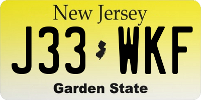 NJ license plate J33WKF