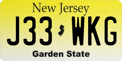 NJ license plate J33WKG