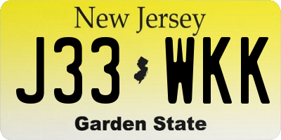 NJ license plate J33WKK