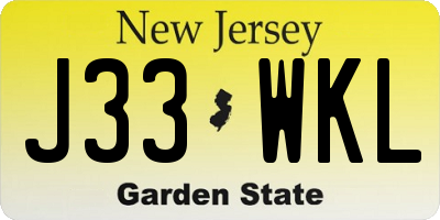 NJ license plate J33WKL