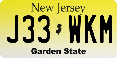 NJ license plate J33WKM