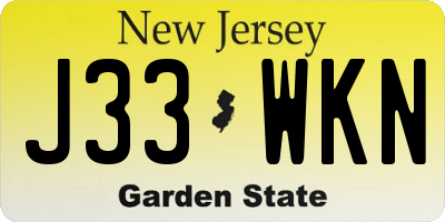 NJ license plate J33WKN
