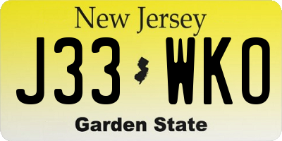 NJ license plate J33WKO