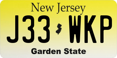 NJ license plate J33WKP