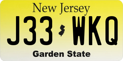 NJ license plate J33WKQ