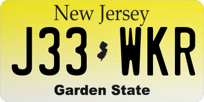 NJ license plate J33WKR