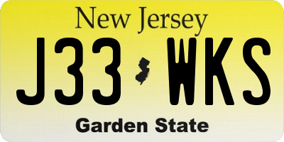 NJ license plate J33WKS