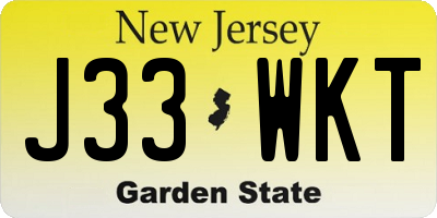 NJ license plate J33WKT