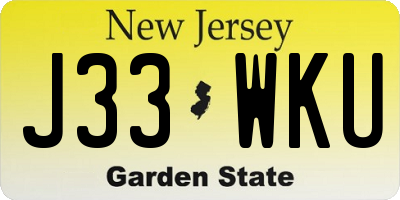 NJ license plate J33WKU