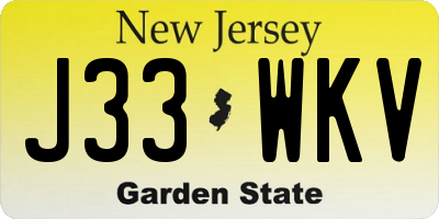 NJ license plate J33WKV