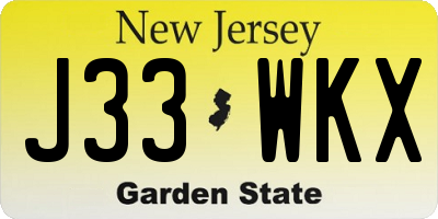 NJ license plate J33WKX