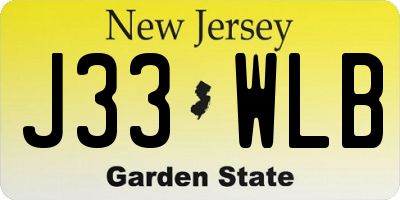 NJ license plate J33WLB