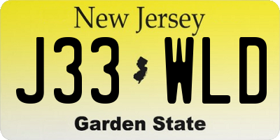 NJ license plate J33WLD