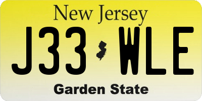NJ license plate J33WLE