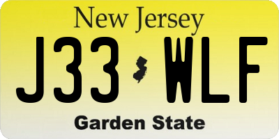 NJ license plate J33WLF