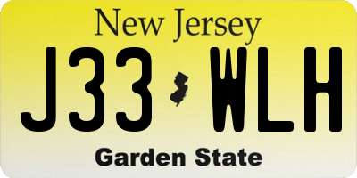 NJ license plate J33WLH