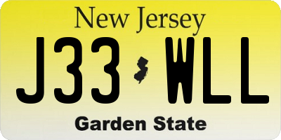 NJ license plate J33WLL