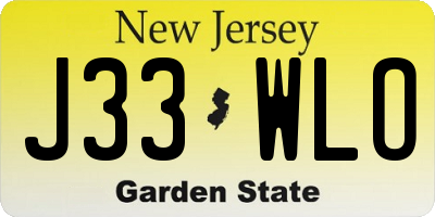 NJ license plate J33WLO