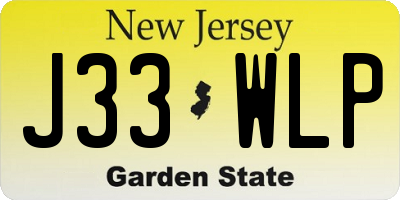 NJ license plate J33WLP