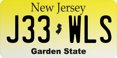 NJ license plate J33WLS