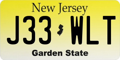 NJ license plate J33WLT
