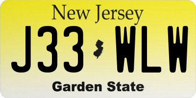 NJ license plate J33WLW