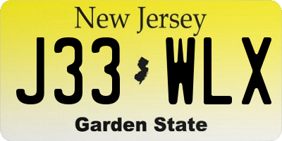 NJ license plate J33WLX