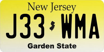 NJ license plate J33WMA