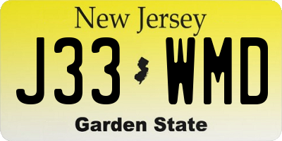 NJ license plate J33WMD