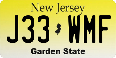 NJ license plate J33WMF