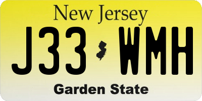NJ license plate J33WMH