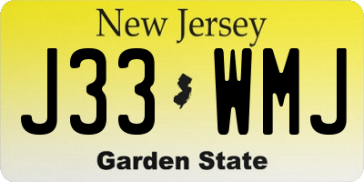 NJ license plate J33WMJ