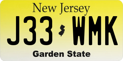 NJ license plate J33WMK