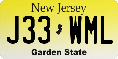 NJ license plate J33WML