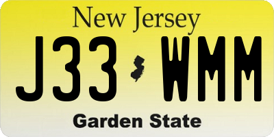 NJ license plate J33WMM