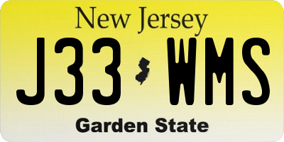 NJ license plate J33WMS