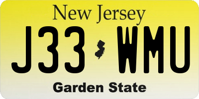 NJ license plate J33WMU