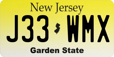 NJ license plate J33WMX