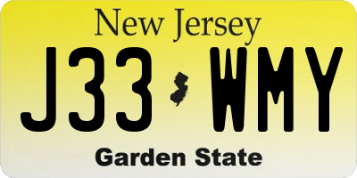 NJ license plate J33WMY