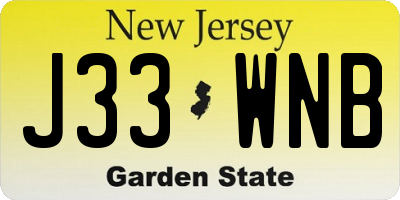 NJ license plate J33WNB