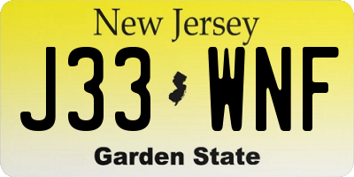 NJ license plate J33WNF