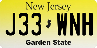NJ license plate J33WNH