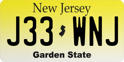 NJ license plate J33WNJ