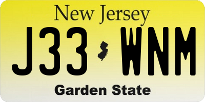 NJ license plate J33WNM