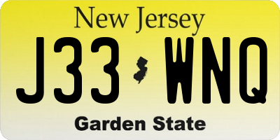 NJ license plate J33WNQ