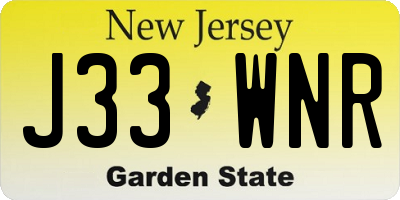 NJ license plate J33WNR